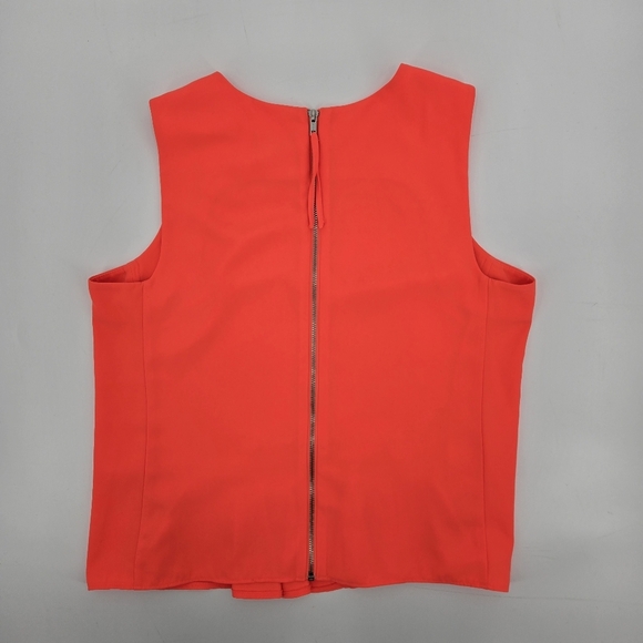 Sleeveless Bright Pink/Coral Peplum BELLE & SKY Top Back Zipper SIZE:Large - Picture 5 of 6